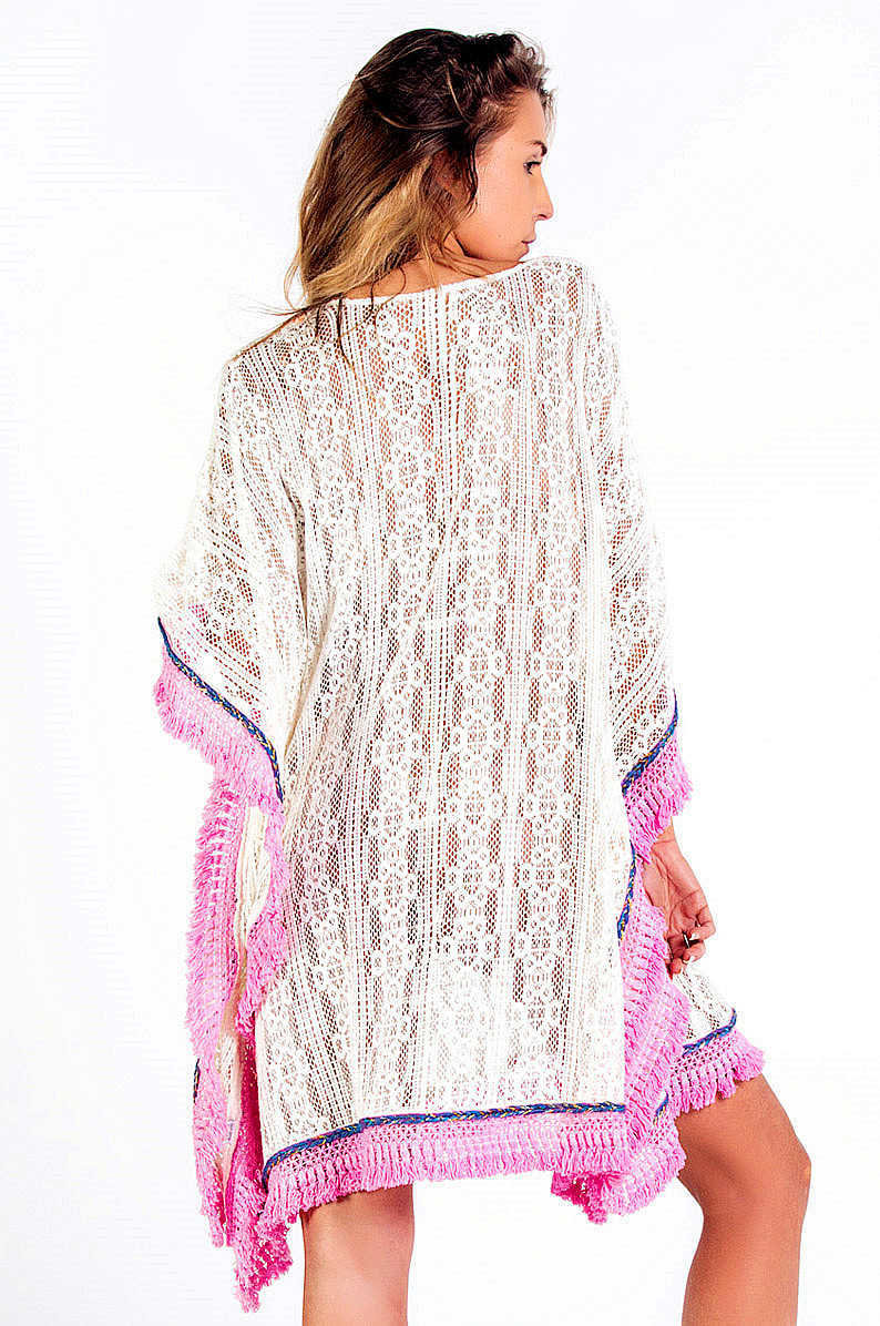 Savage Culture: Wispy Pink Soft Cotton Beach Poncho/Cover Up Dress
