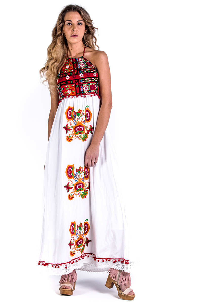 Savage Culture: Red Butterfly High Waisted Maxi Sundress Naples SAVAGE_34093