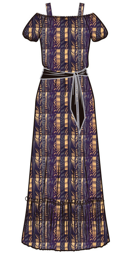 Paul Brial: Purple Cactus Cold Shoulder Ruffle Maxi Dress PB_CACTUS