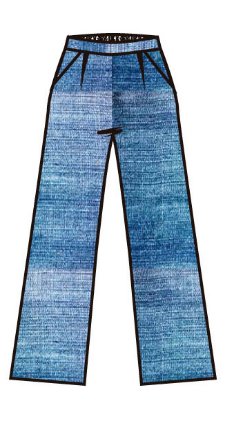 Paul Brial: Linen Denim Wide Leg Free Flow Trouser