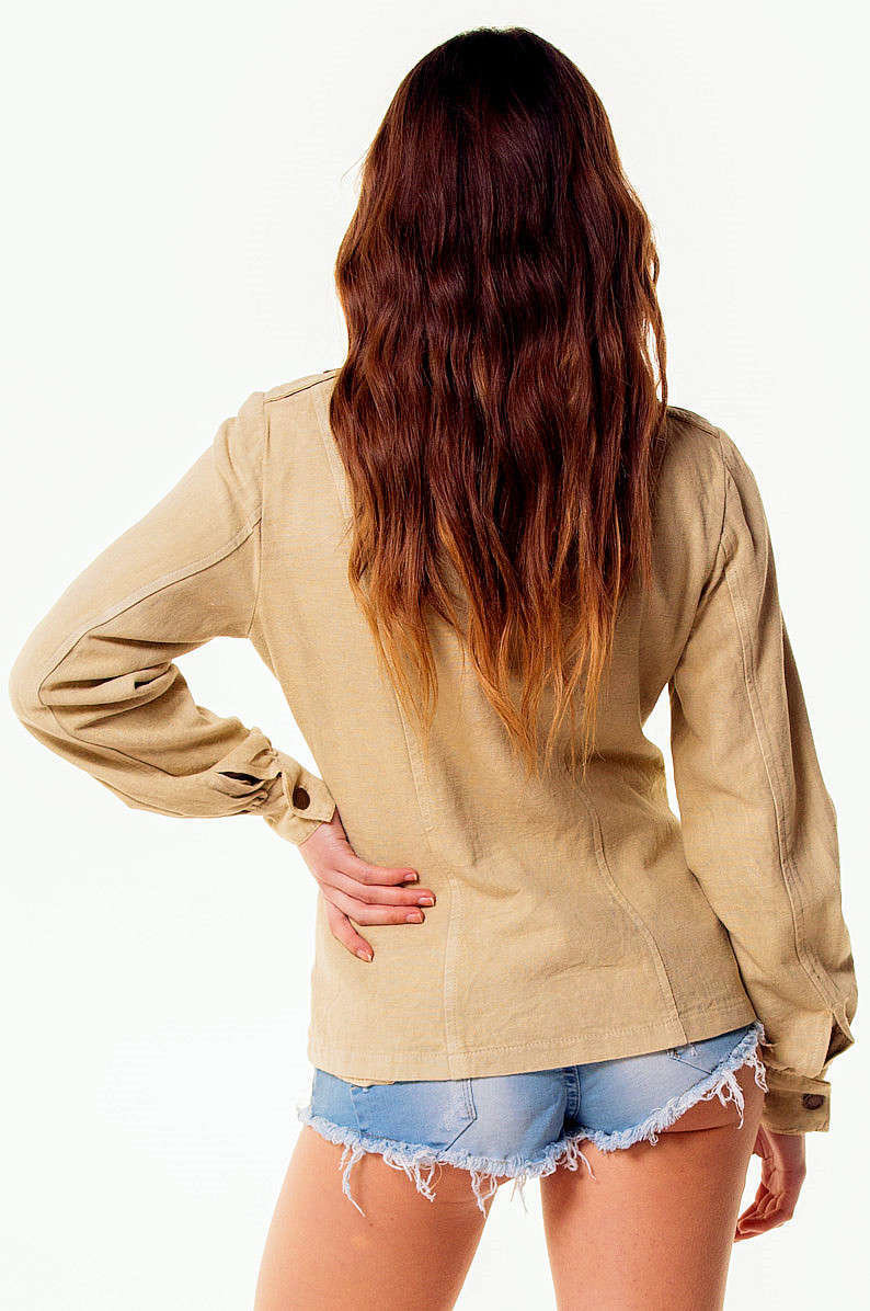 Savage Culture: Soft Denim Creme Patchwork Zip Up Jacket Toscana