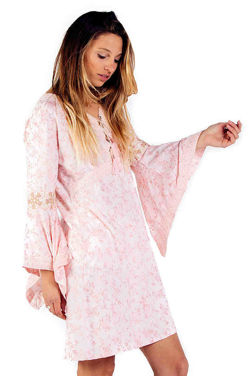 Savage Culture: Blush Pink Daisy Tied Bodice Dress Ischia