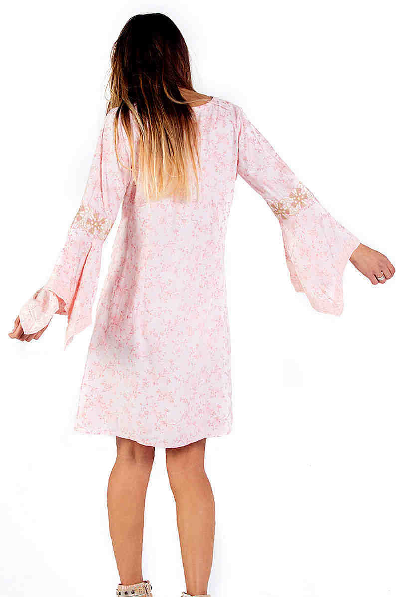 Savage Culture: Blush Pink Daisy Tied Bodice Dress Ischia