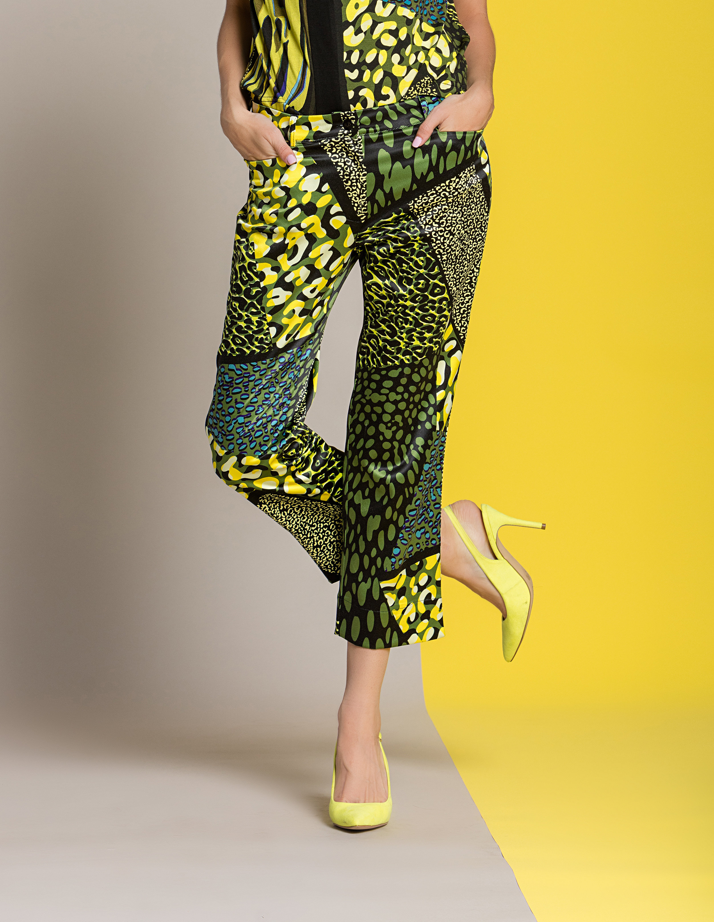 Paul Brial: Olive Martini Colorblock Cropped Pant PB_PRIMITIF
