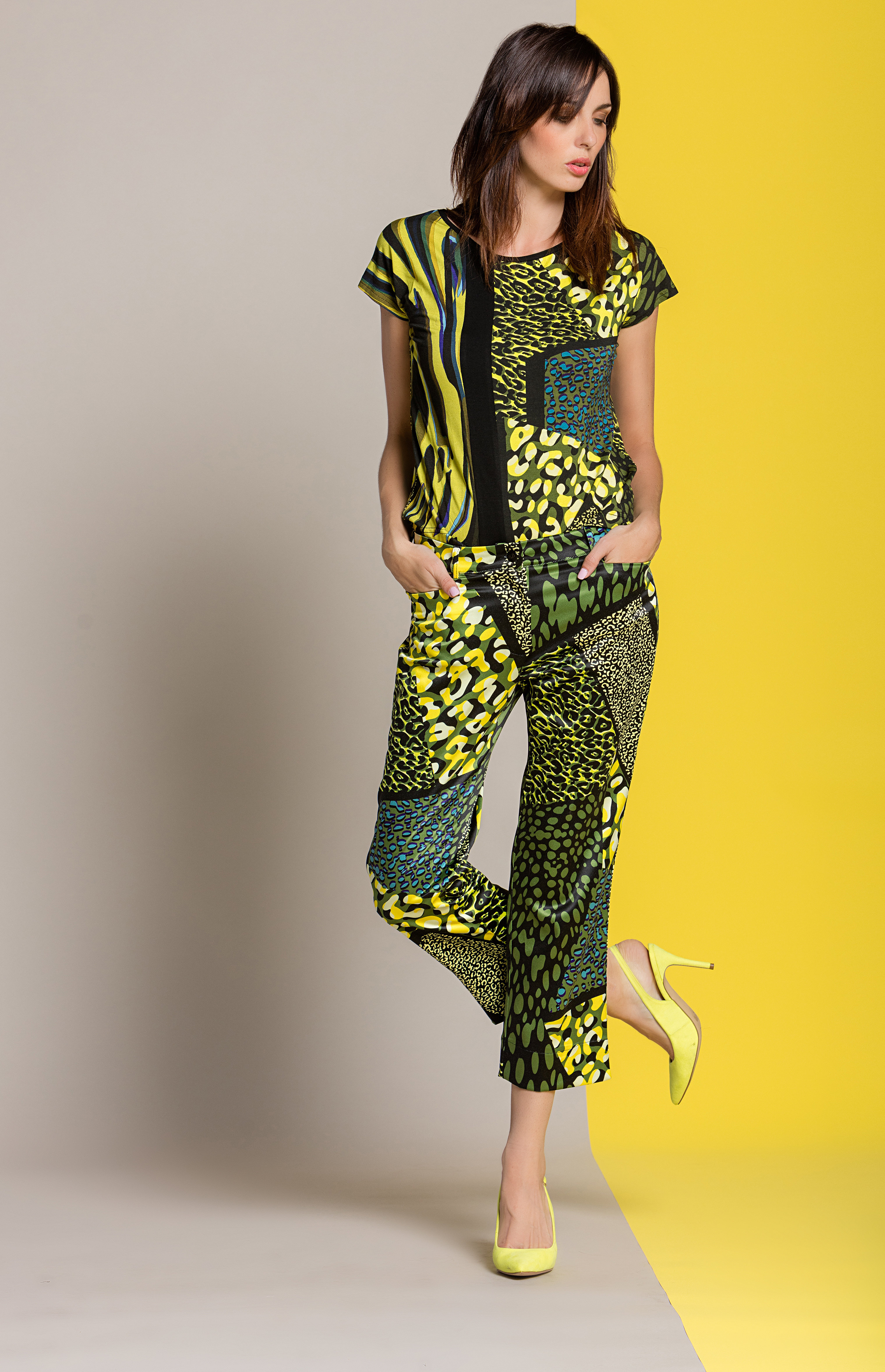 Paul Brial: Olive Martini Colorblock Cropped Pant