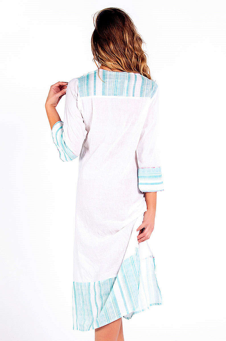 Savage Culture: White Daisies Embroidered Slit Maxi Dress