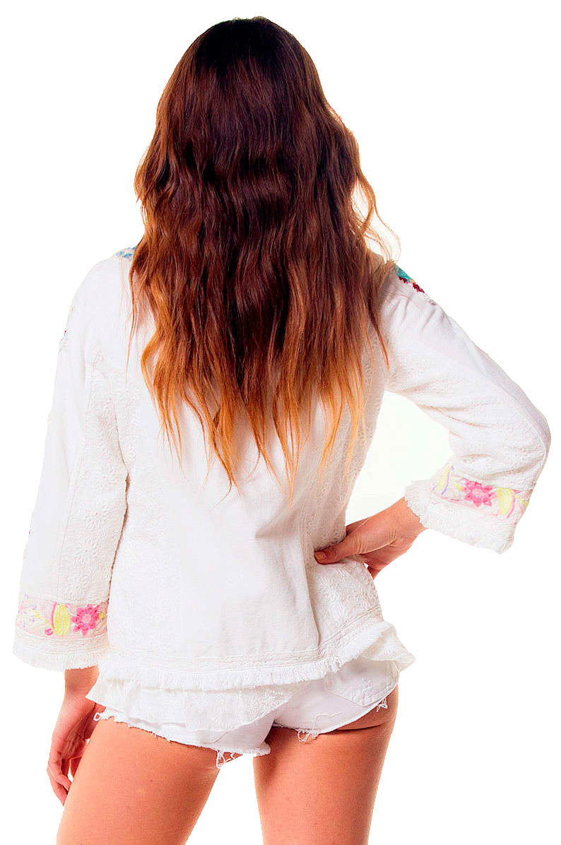 Savage Culture: Twinkle Little Star Embroidered Cotton Zip Up Jacket