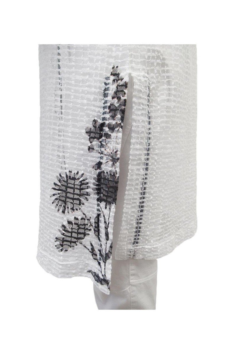 Maloka: Flower Embroidered Buttoned Down Long Tunic