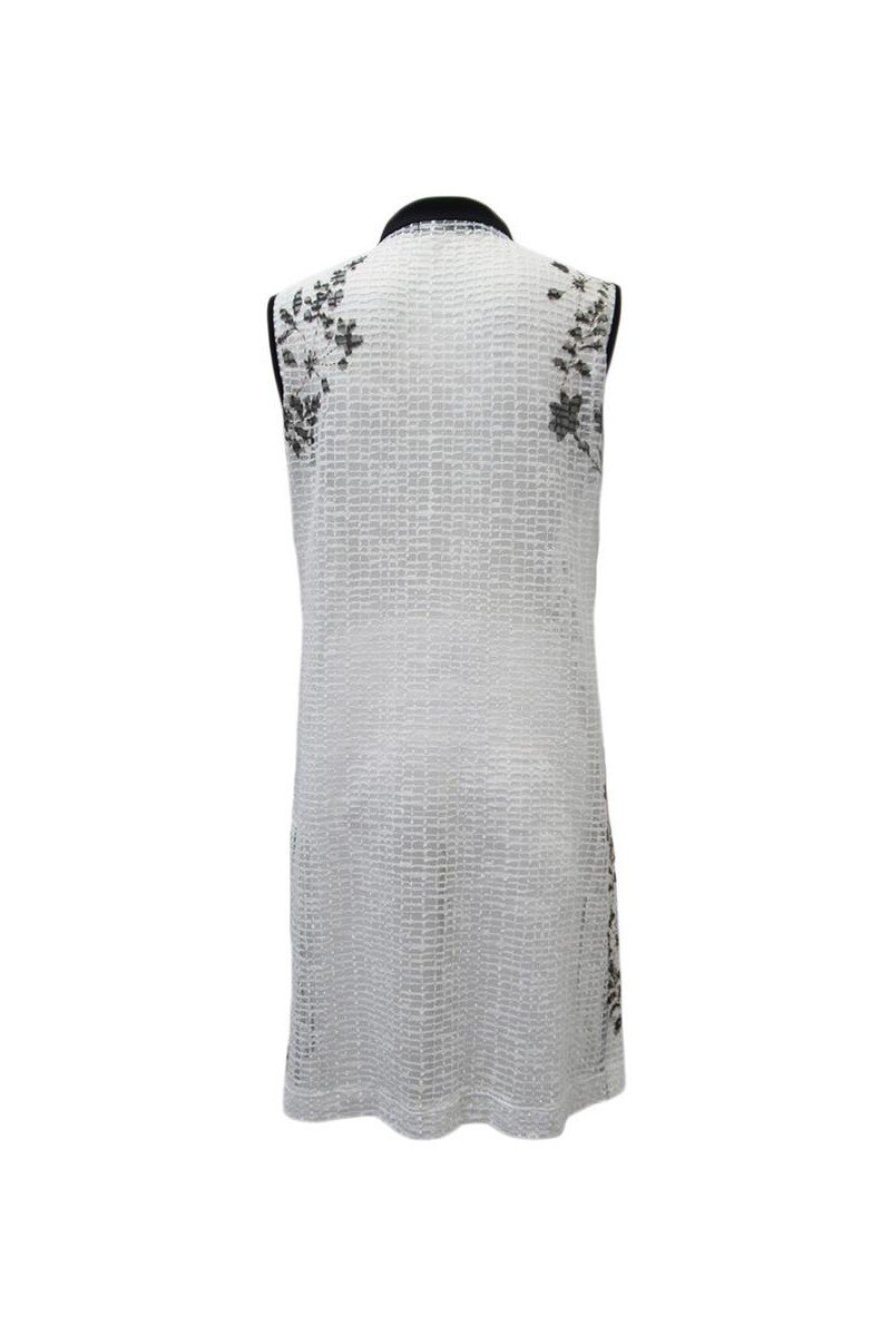 Maloka: Flower Embroidered Buttoned Down Long Tunic