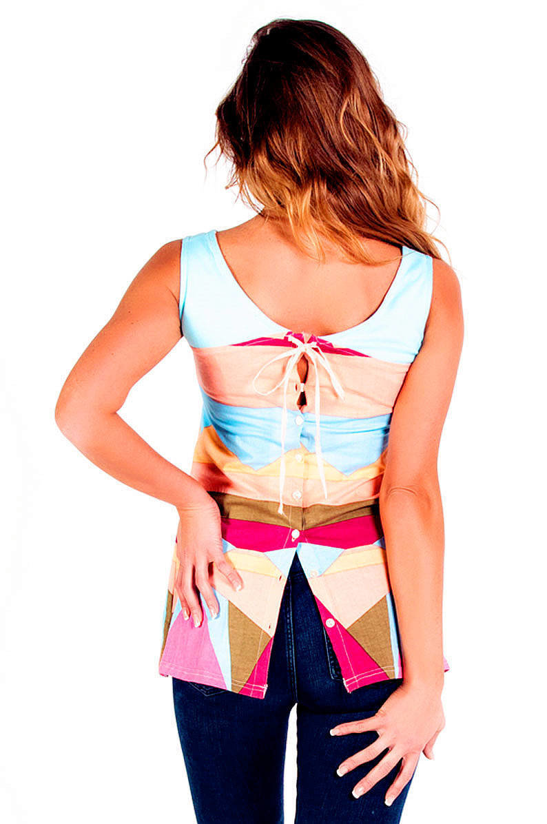 Savage Culture: Rosette Sky of Venice Corset Back-Tied Cotton Tunic SAVAGE_34101_N1