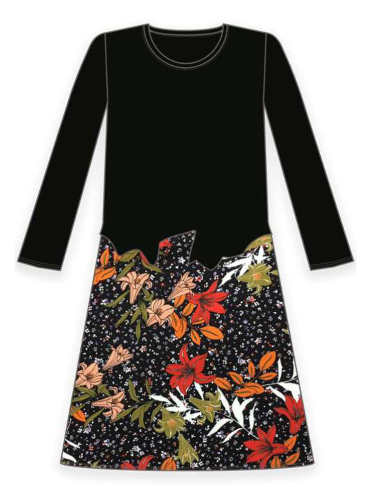 Maloka: Orange Rose Asymmetrical Waist Midi Dress (More Colors!)
