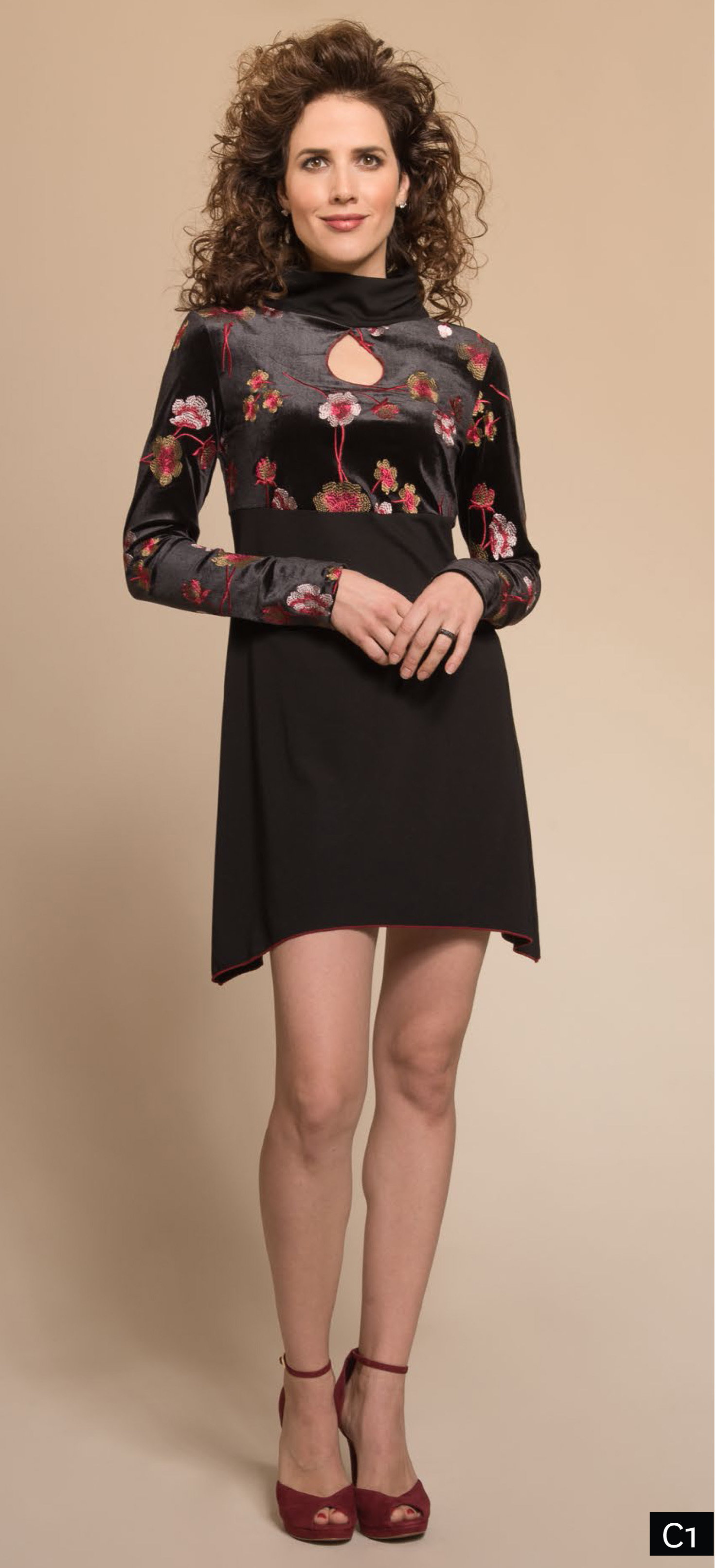 Myco Anna: Velvet Rose Keyhole Asymmetrical Dress/Tunic