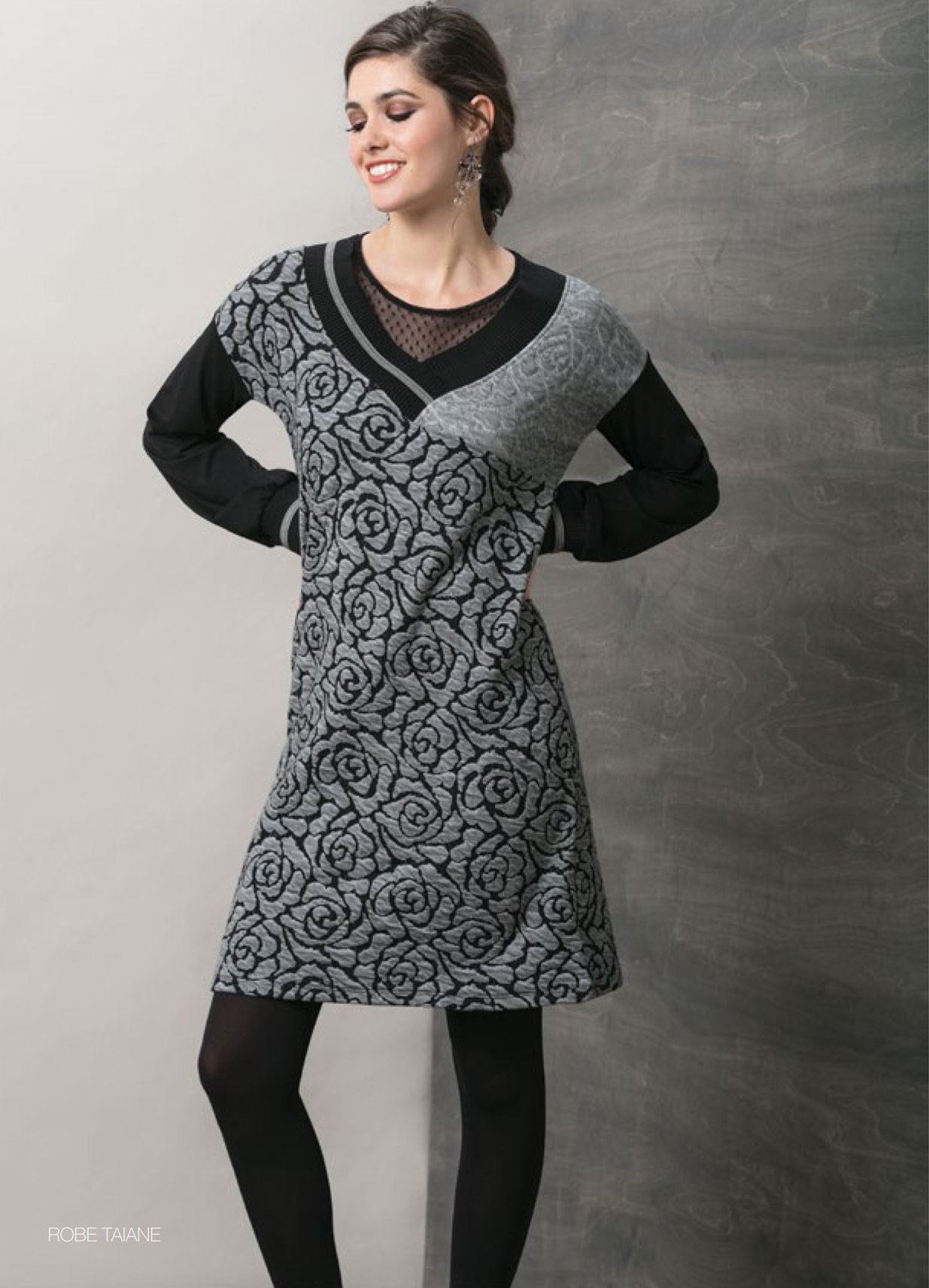 Maloka: Rose Imprinted Swivel Bodice Dress (More Colors!) MK_TAIANE_N