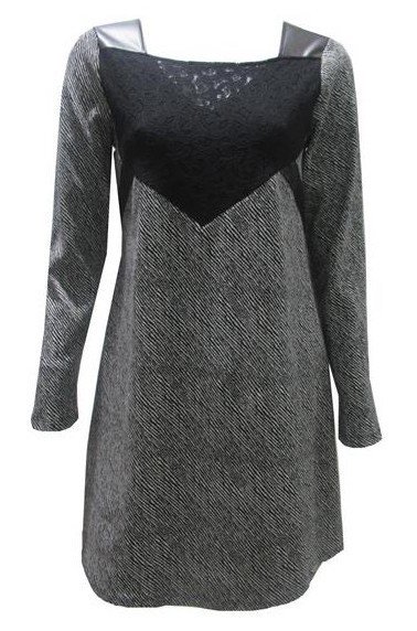 Maloka: Leather & Lace Princess Bodice Jacquard Dress