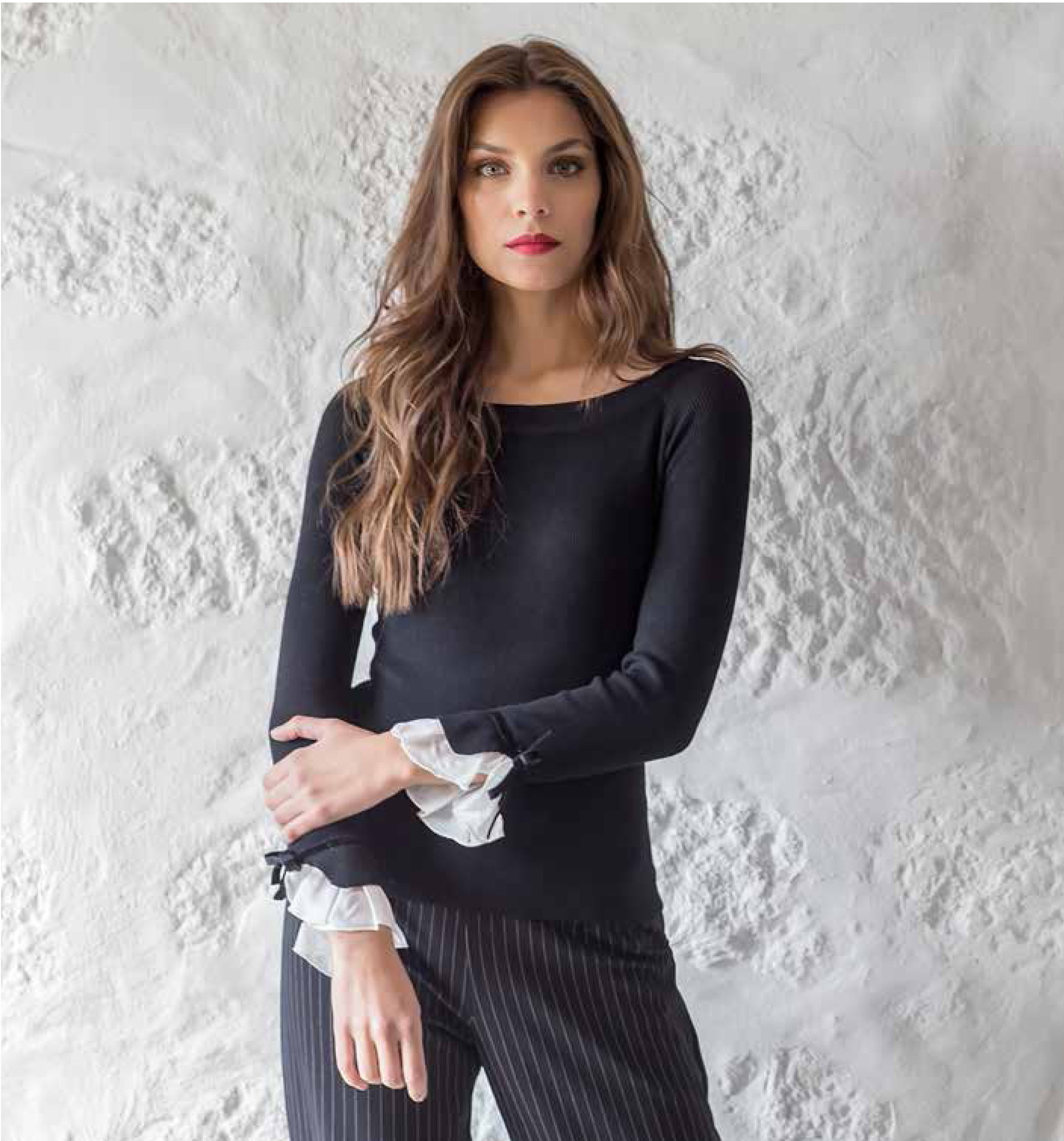 Paul Brial: Irresistible Noir Ribbon Cuffed Sweater Opera PB_OPERA