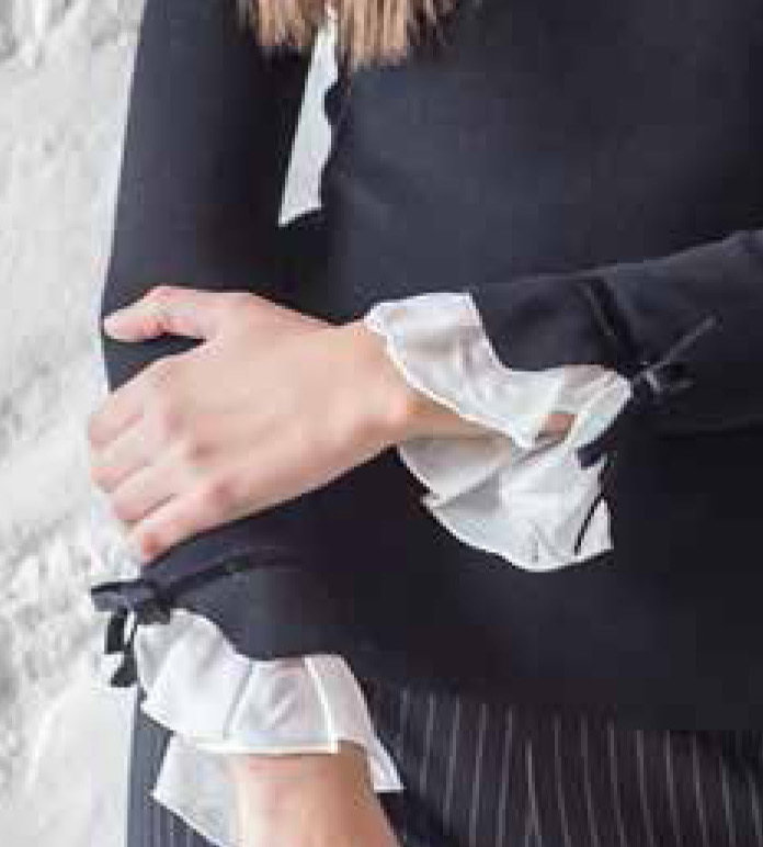 Paul Brial: Irresistible Noir Ribbon Cuffed Sweater Opera