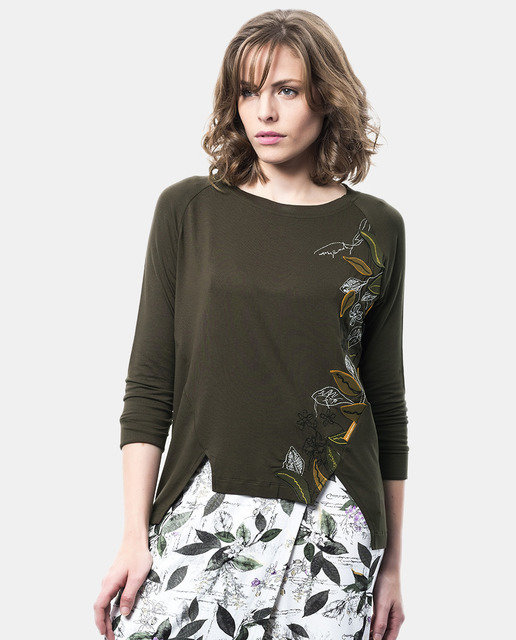 Mamatayoe: Olive Martini Falling Petals Asymmetrical Tunic MT_OLIVE