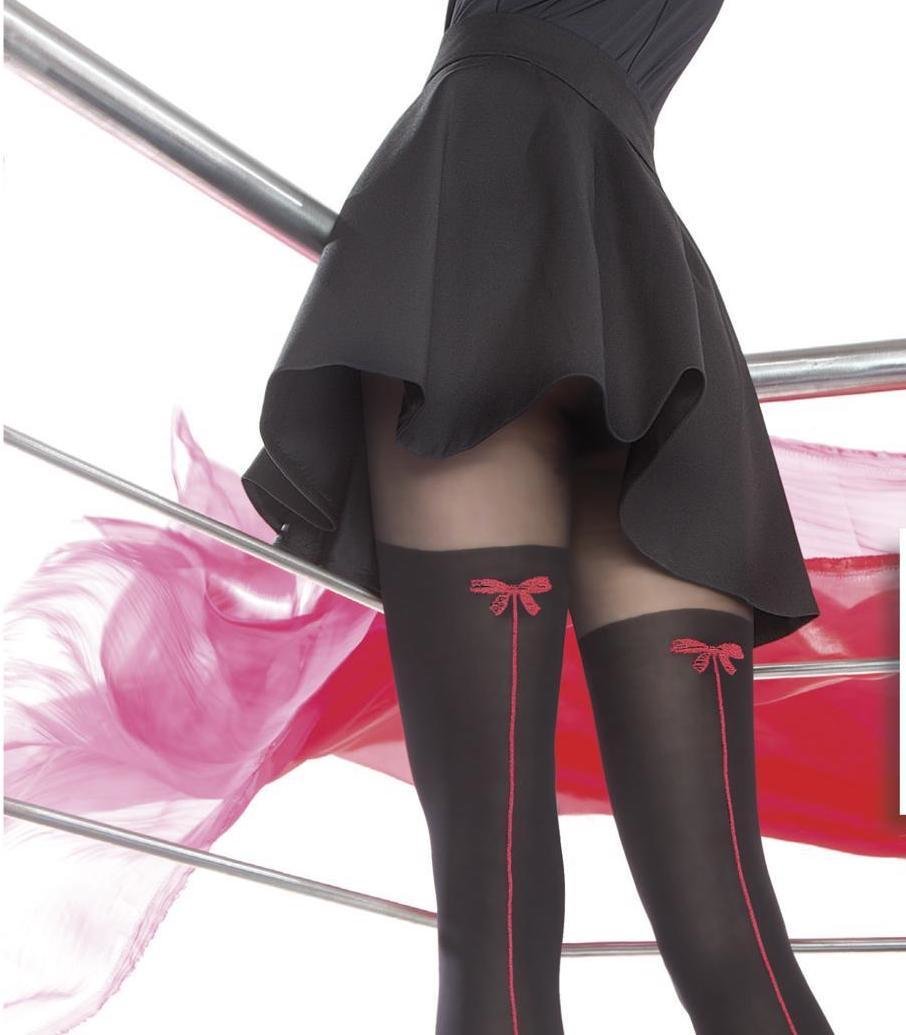 Fiore: Little Red Bow Opaque Tights