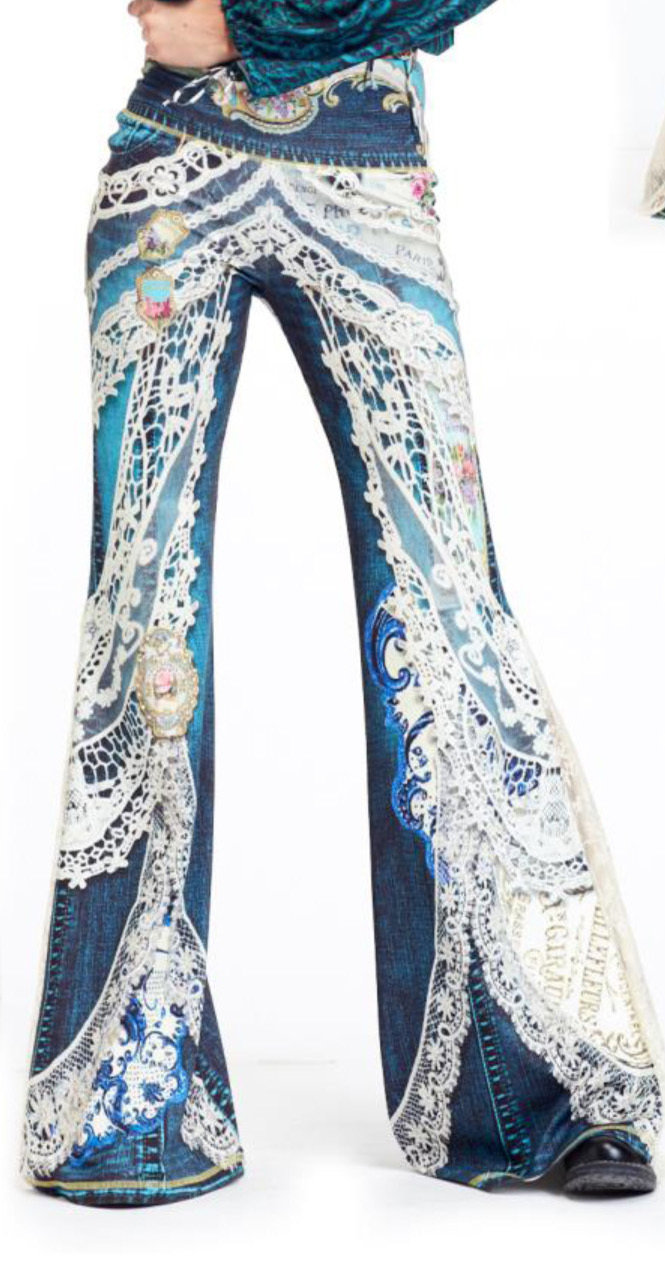 IPNG: Indigo Jewels Ribboned Lace Illusion Flare Pant IPNG_ATYP-074