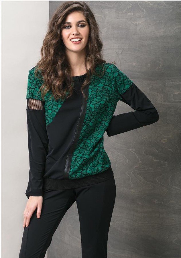 Maloka: Forest Rose Cotton Jacquard Patchwork Asymmetrical Sweater MK_FLAVIA_N