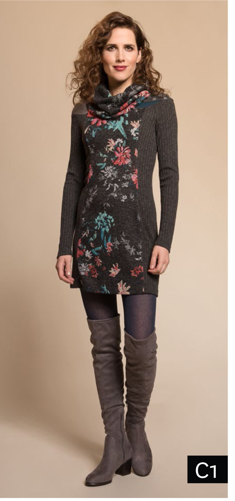 Myco Anna: Pink Jade Eco-Wear Asymmetrical Patchwork Sweater Dress