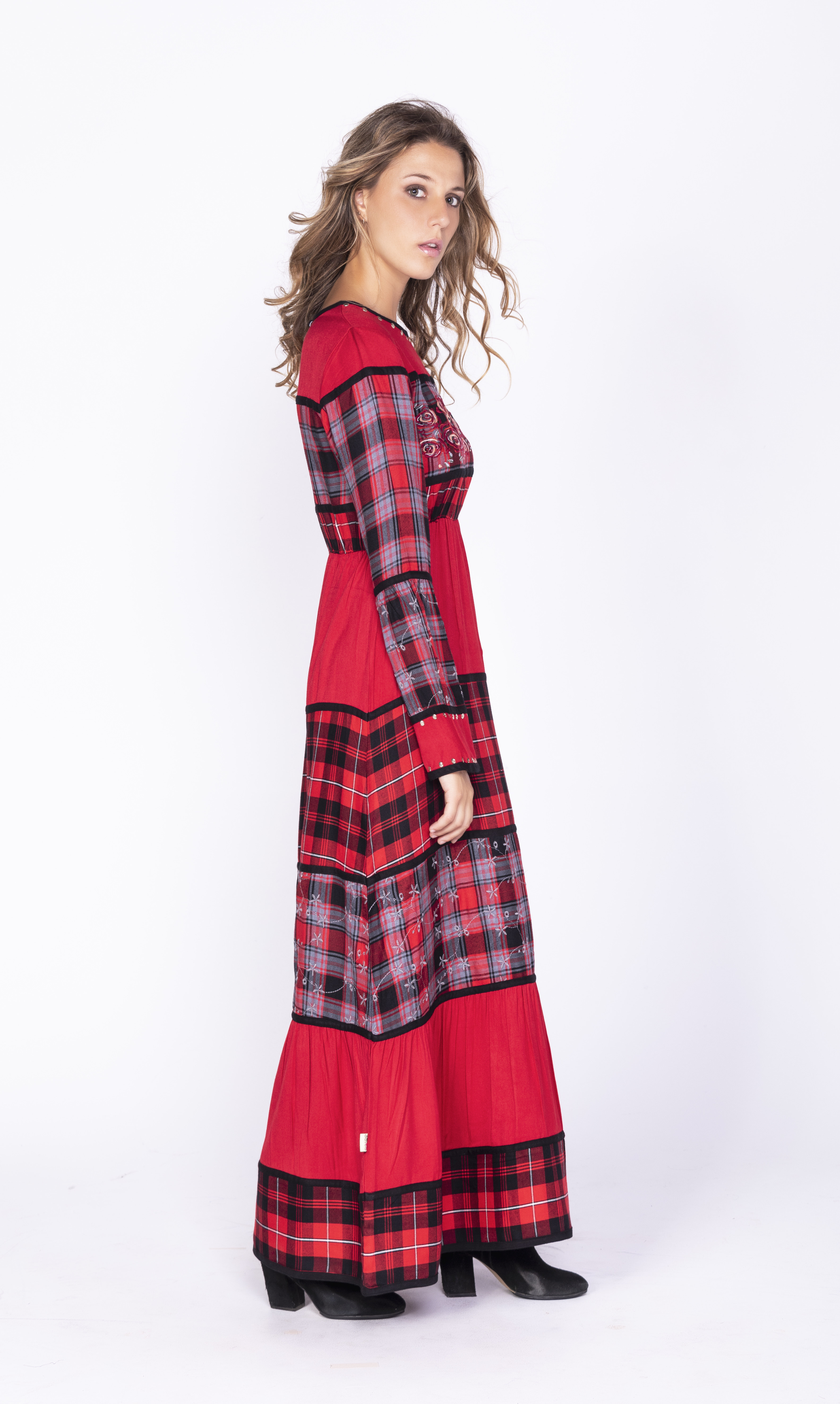 Savage Culture: Rose Red Plaid High Waist Dress