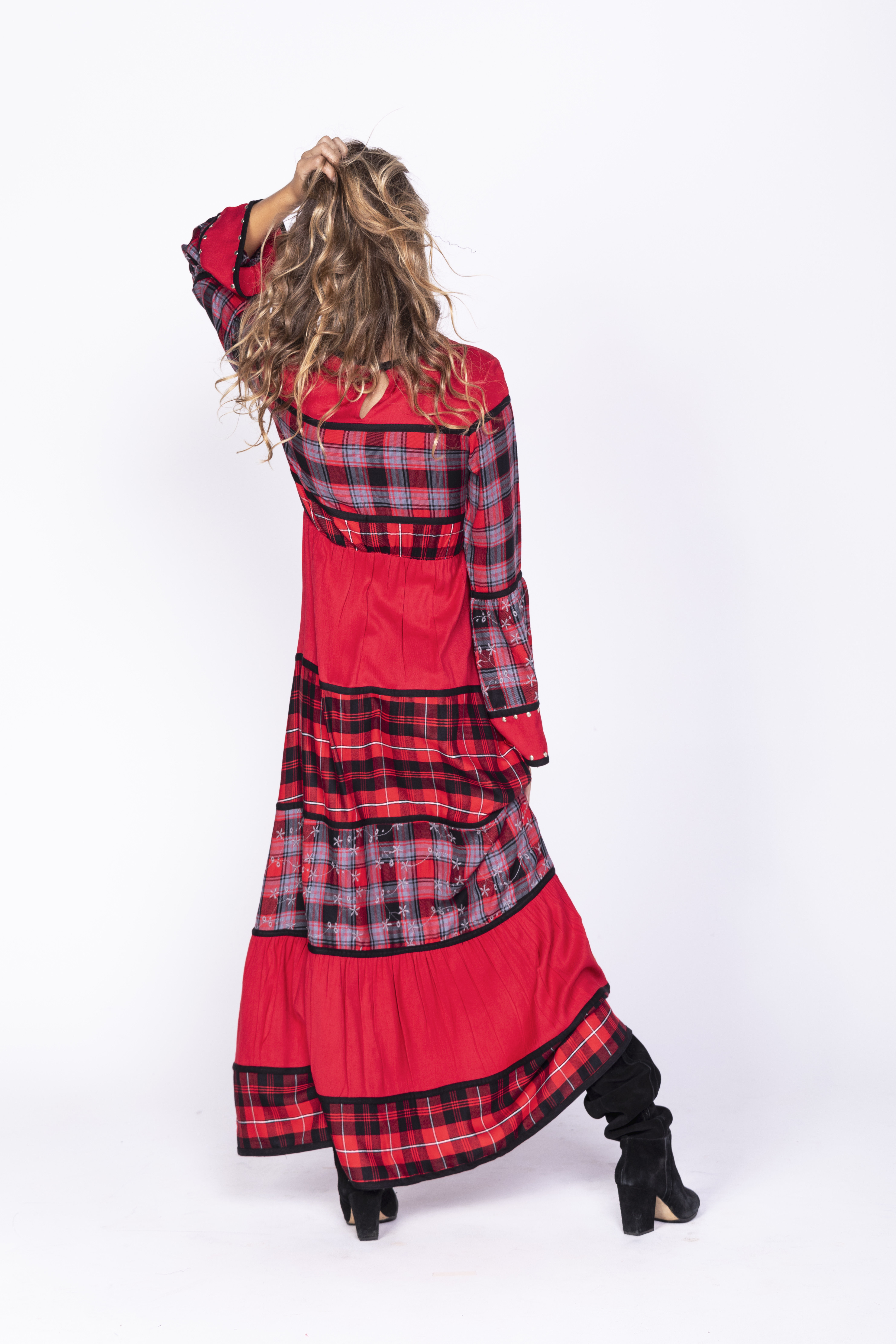 Savage Culture: Rose Red Plaid High Waist Dress