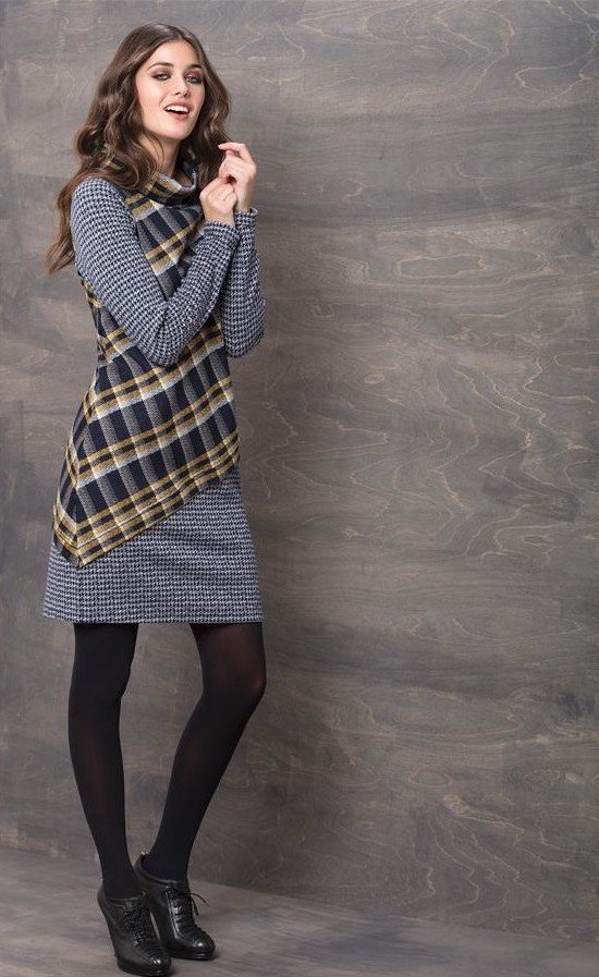 Maloka: Pretty In Asymmetrical Plaid With Jacquard Hem Dress (1 Left!) MK_PAULEN_N2
