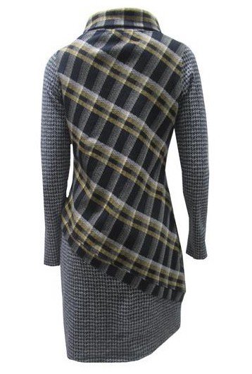 Maloka: Pretty In Asymmetrical Plaid With Jacquard Hem Dress (1 Left!)