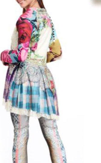 IPNG: Antique Jewels Pink Plaid Asymmetrical Flare Jacket