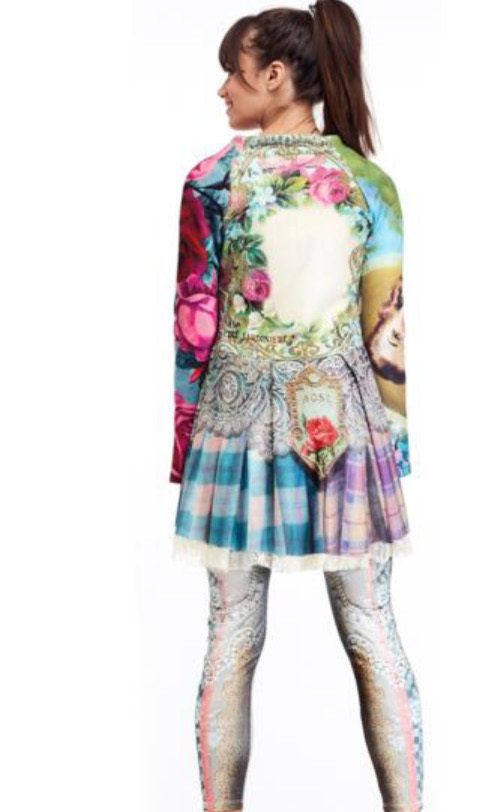 IPNG: Antique Jewels Pink Plaid Asymmetrical Flare Jacket