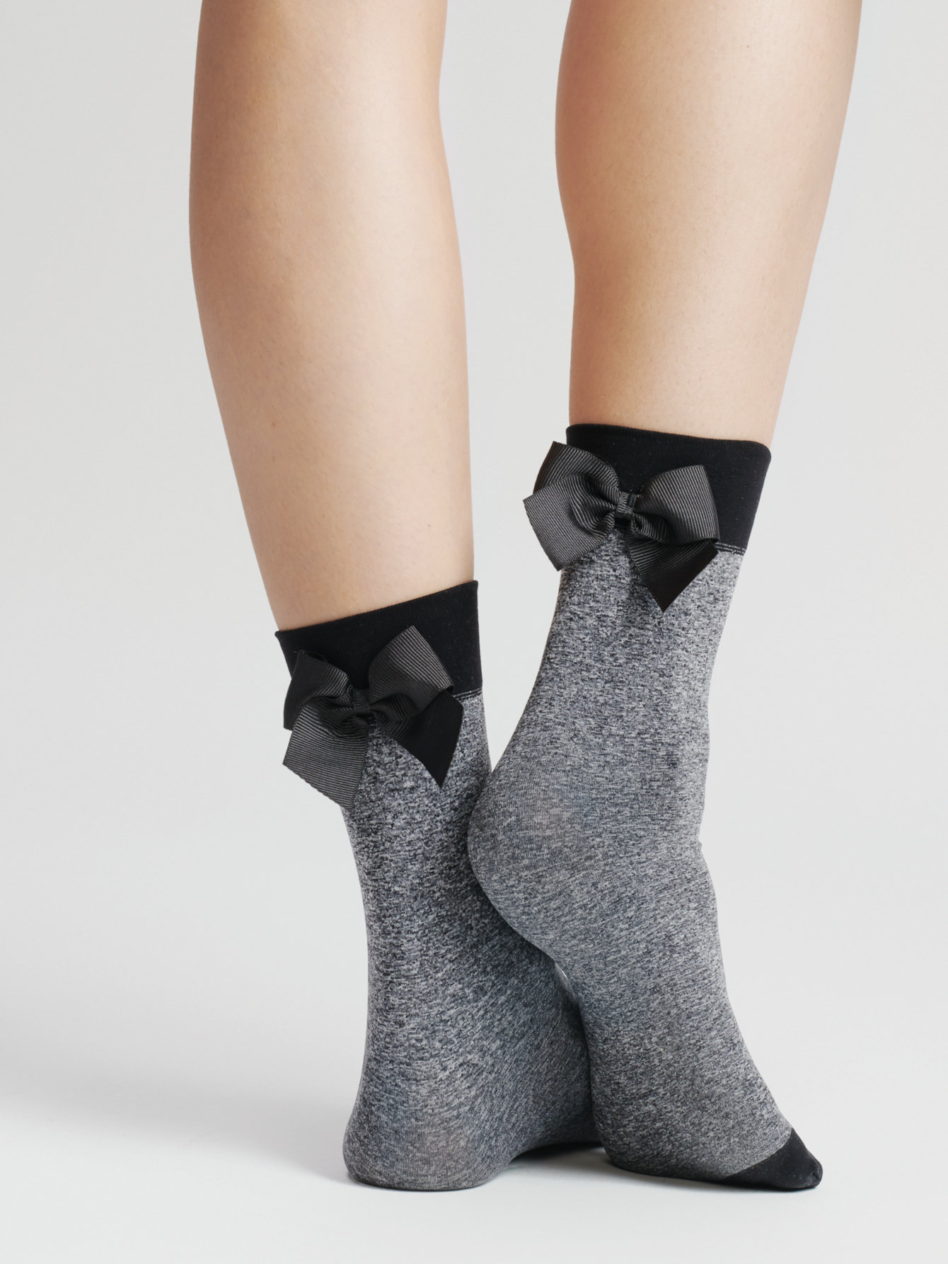 Fiore: Little Black Satin Bow 3D Melange Socks FIO_BAMBOLA