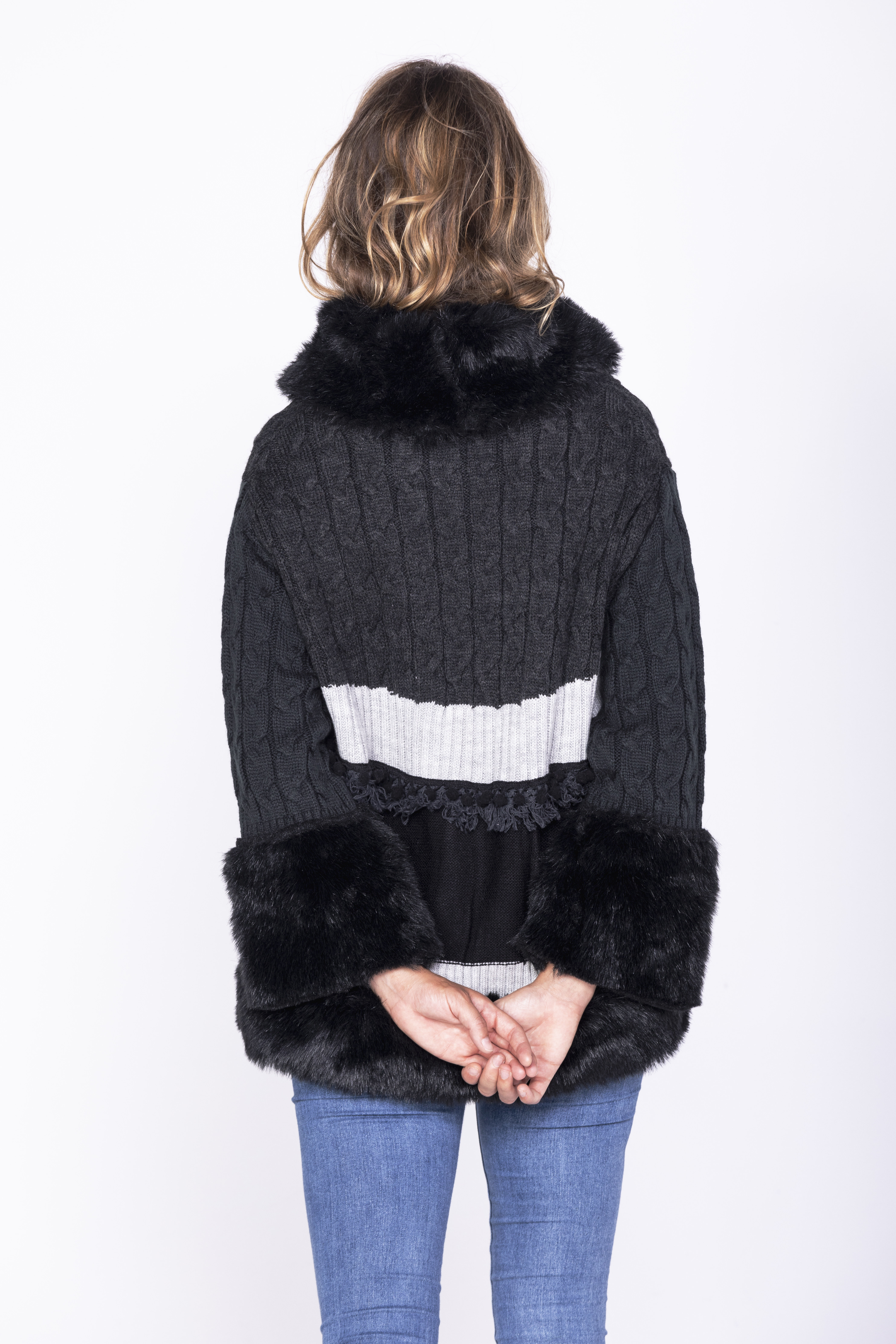 Savage Culture: Little Red Rose Embroidered Faux Fur Sweater Rostov