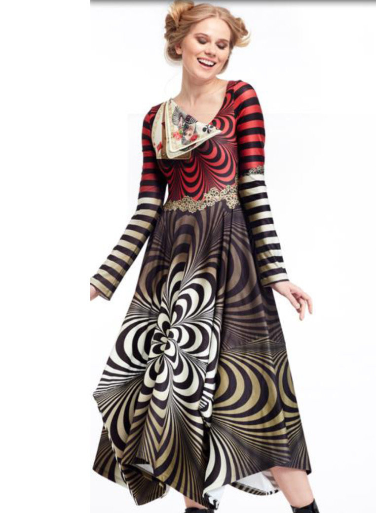 IPNG: Queen Of Diamonds Flower Prism Illusion Flare Dress