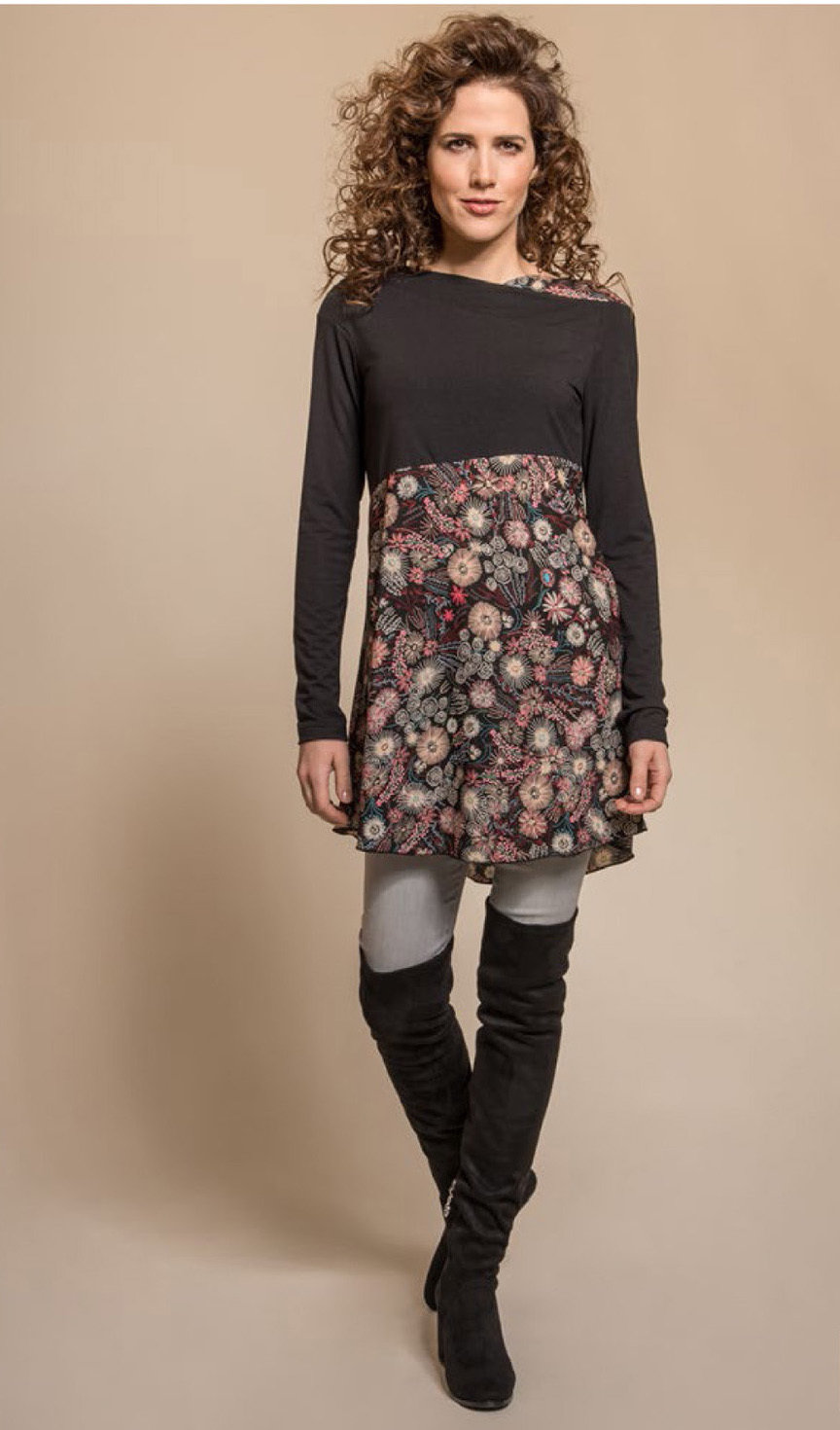 Myco Anna: Asymmetrical Decolletage High Waist Pink Jade Tunic MA_TURNER_C1_N1