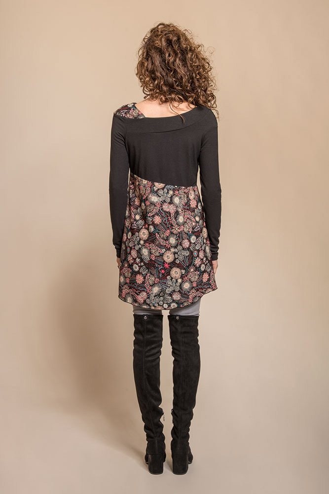 Myco Anna: Asymmetrical Decolletage High Waist Pink Jade Tunic