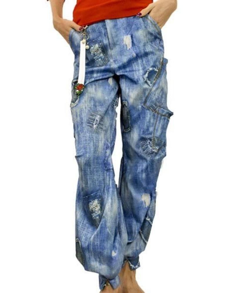 Petit Pois: Comfy Love Stretch Denim Patchwork Pant