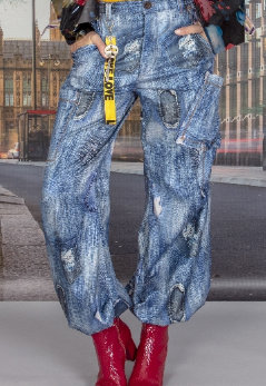 Petit Pois: Comfy Love Stretch Denim Patchwork Pant