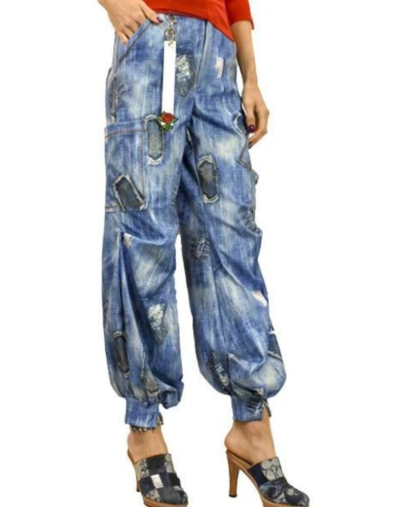 Petit Pois: Comfy Love Stretch Denim Patchwork Pant