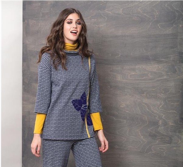 Maloka: Midnight Blue Jacquard Fit & Flare Flower Sweater (Few Left!)