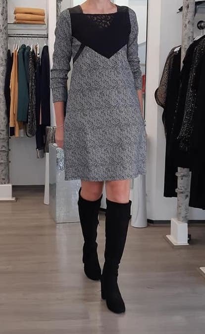 Maloka: Leather & Lace Princess Bodice Jacquard Dress