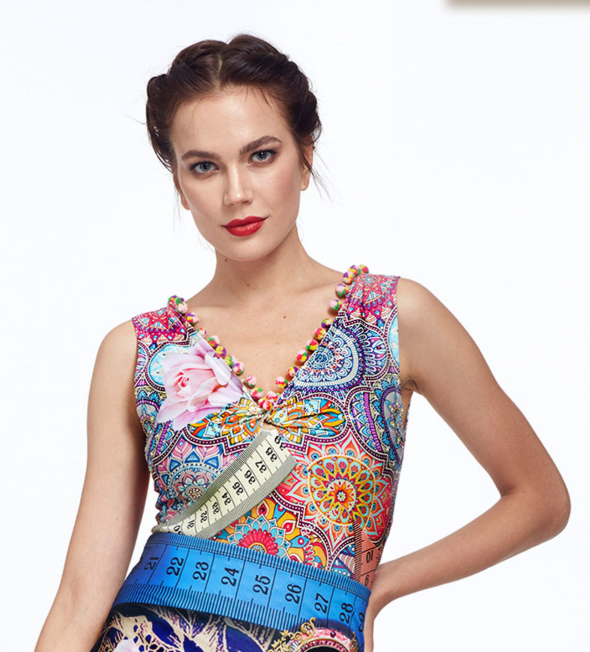 IPNG: Rose Garden Pom Pom Lokoometric Illusion Blouse IPNG_LOMB-045