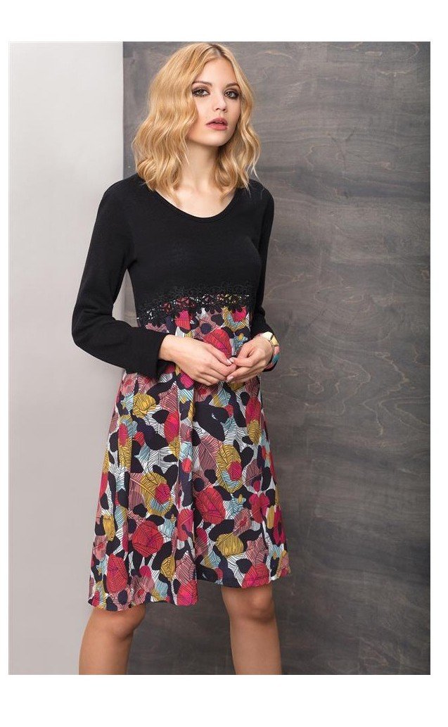 Maloka: Colors Of Autumn Leaves Asymmetrical Jacquard Midi Dress MK_MARIANE_N
