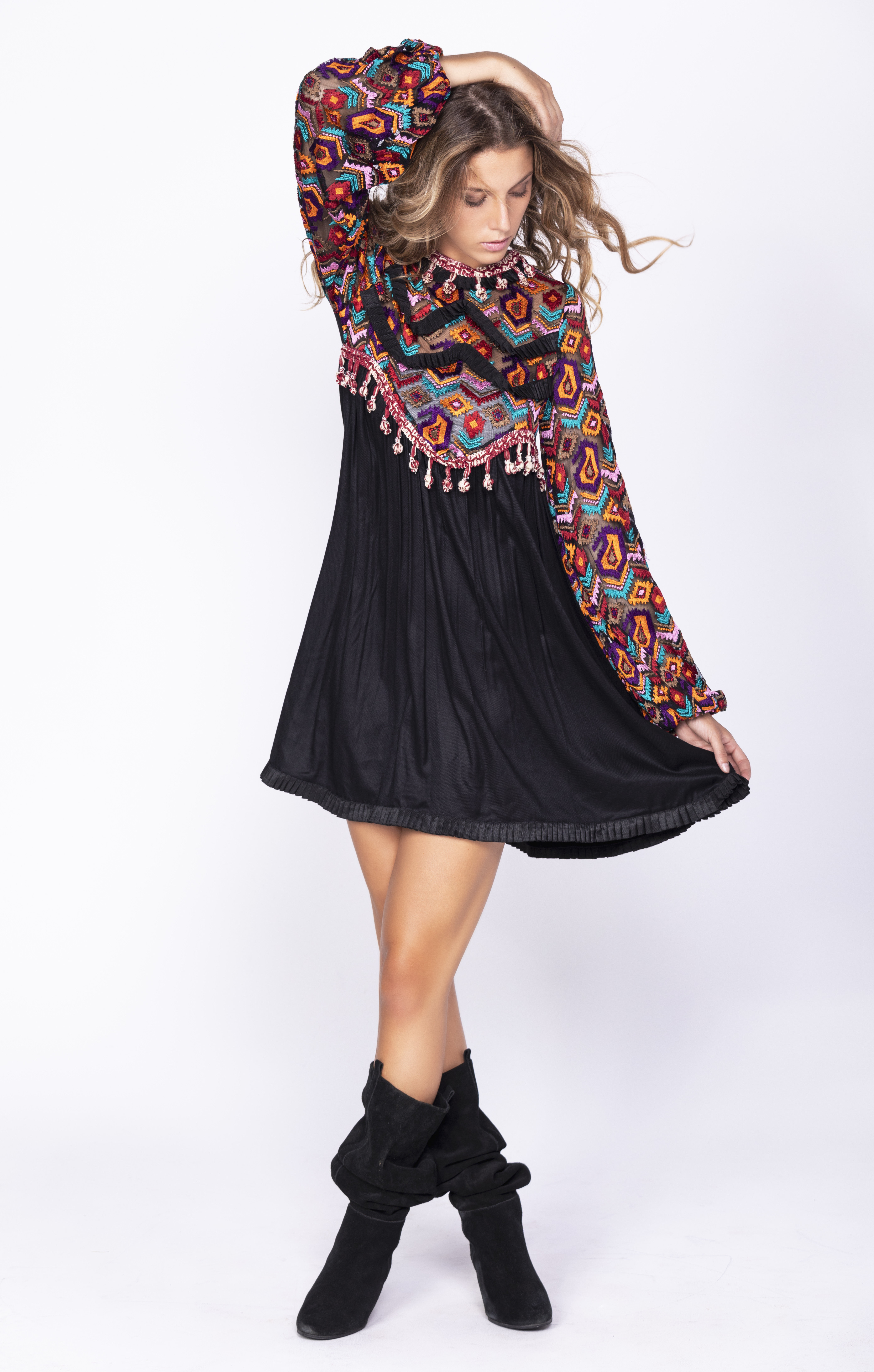 Savage Culture: Magical Frills Empire Waist Little Black Dress Mahanadi SAVAGE_35541