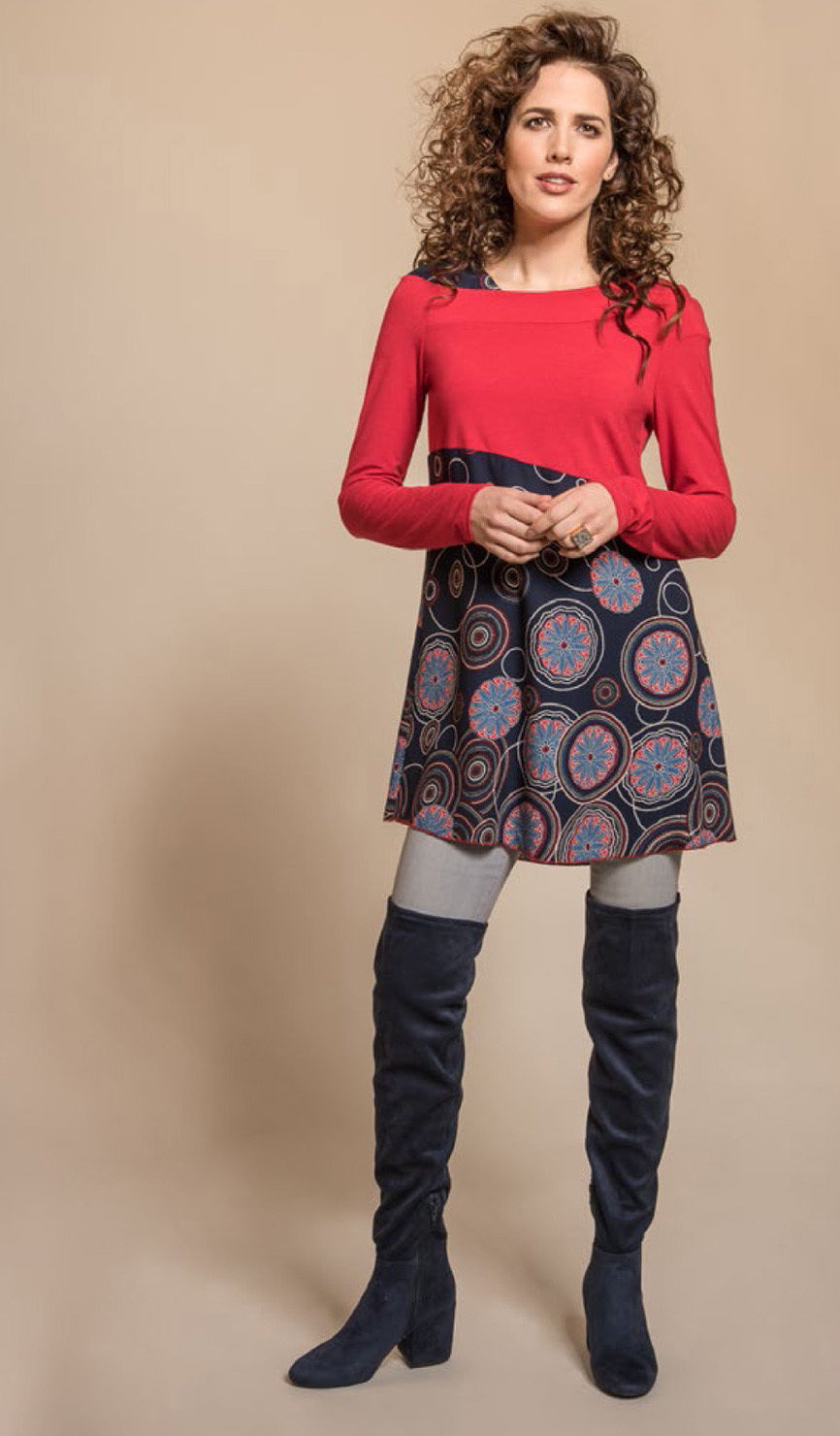 Myco Anna: Asymmetrical Decolletage High Waist Blue Prism Tunic (1 Left!) MA_TURNER_C2_N