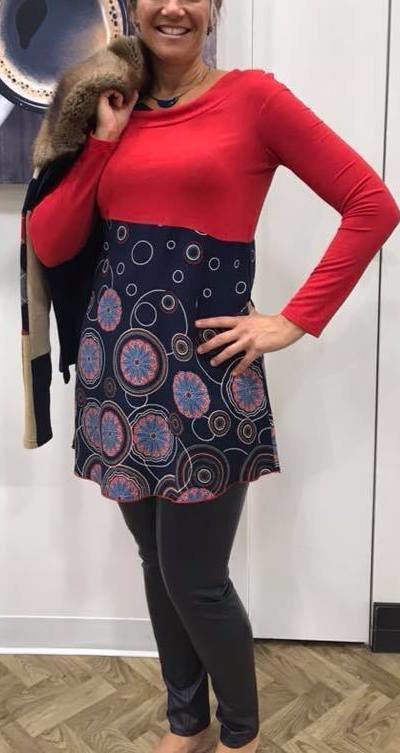 Myco Anna: Asymmetrical Decolletage High Waist Blue Prism Tunic (1 Left!)