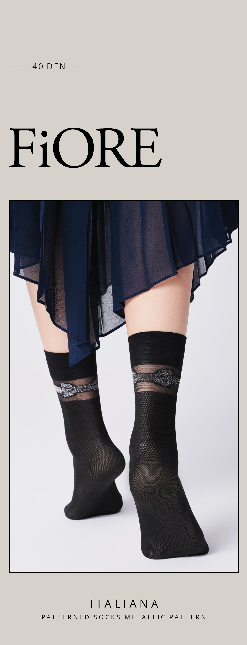 Fiore: Beauty Bow Patterned Socks