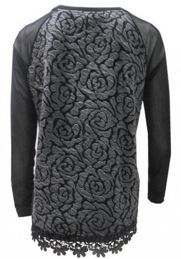 Maloka: Black Rose Imprinted Arabesque Hem Sweater (More Colors, Few Left!)