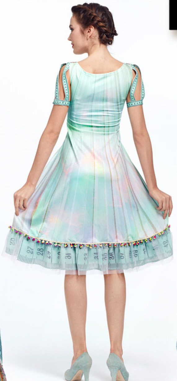 IPNG: Pastel Green Prismatic Rose Lokoometric Illusion Midi Dress