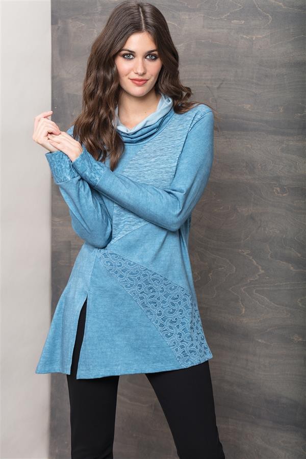 Maloka: Rose Petal Jacquard Asymmetrical Sweater Tunic MK_TELLE